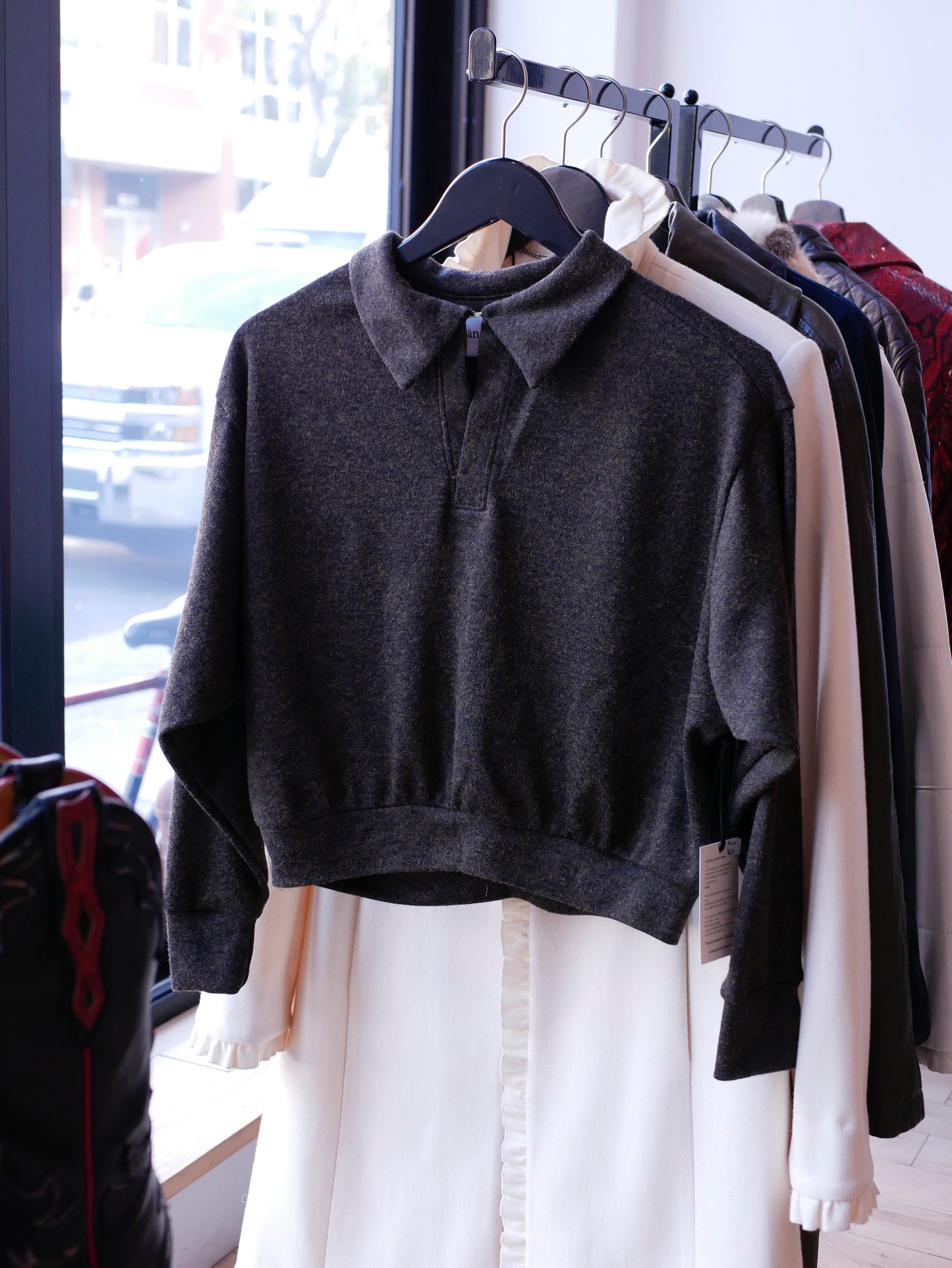 Alix Long Sleeve Knit Top (Green Heather)