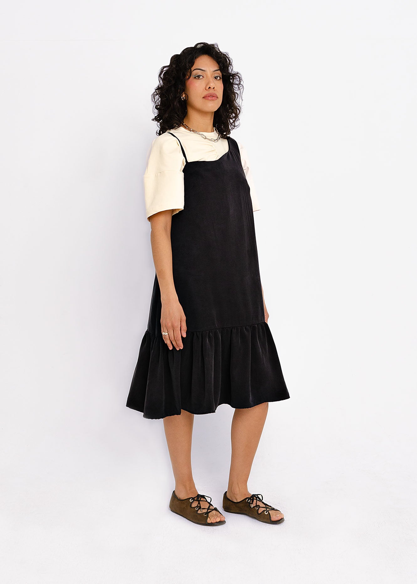 Sia A-Line Summer Dress (Black Cupro)