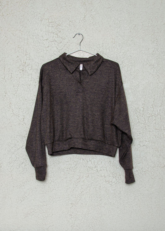 Alix Long Sleeve Knit Top (Green Heather)