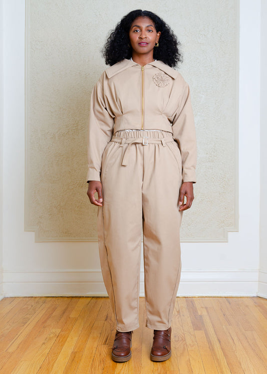 Amy Barrel Pants (Khaki Stretch Cotton)