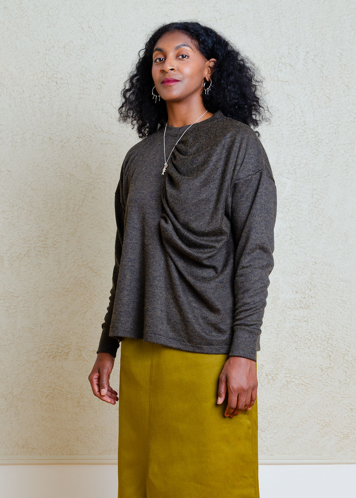 Astrid Long Sleeved Top (Heather Green)