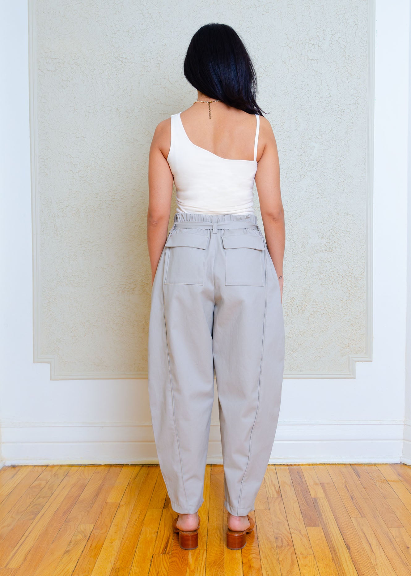 Amy Barrel Pants (Khaki Stretch Cotton)