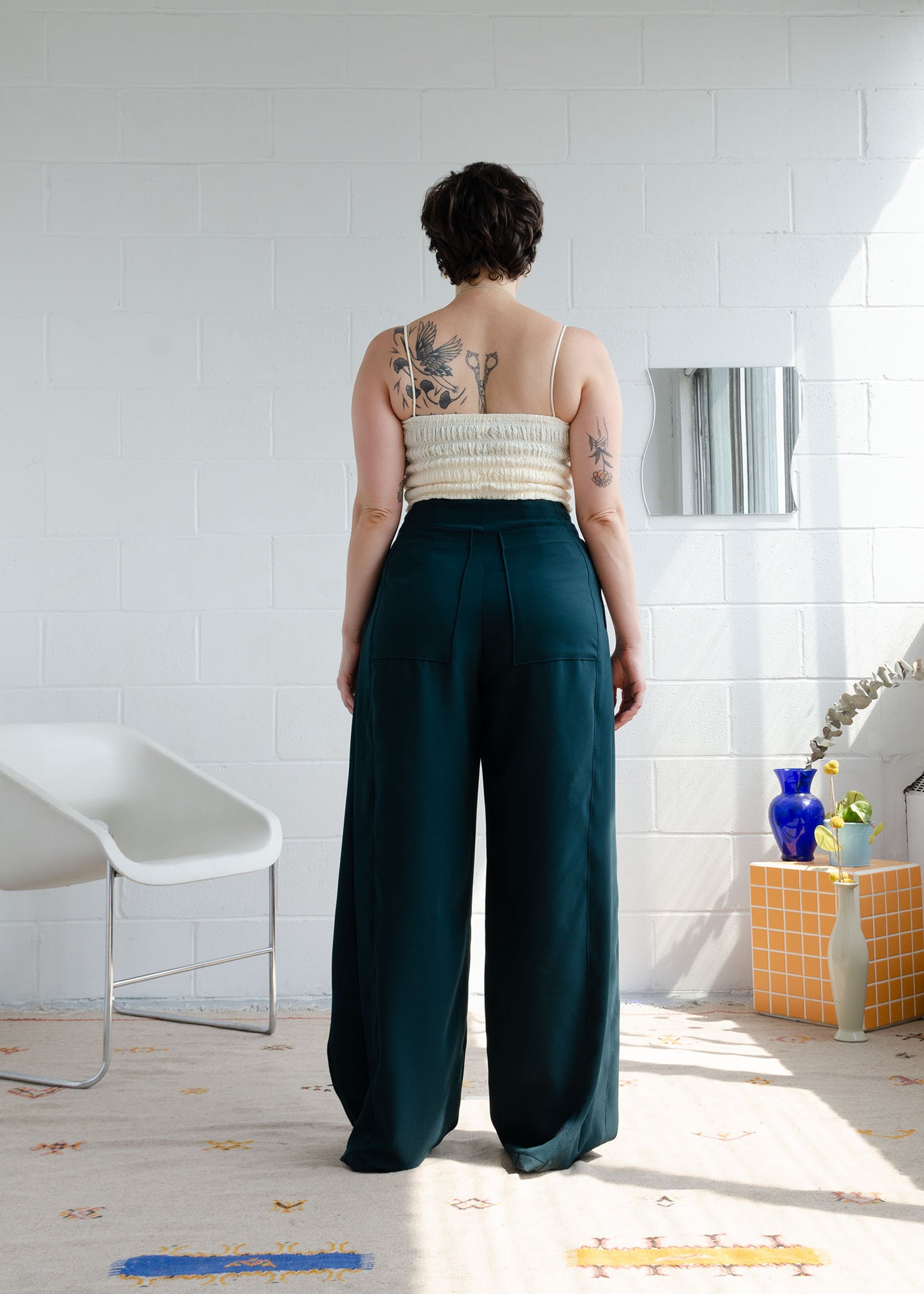 Josie High Waist Pants (Teal Doubleweave)