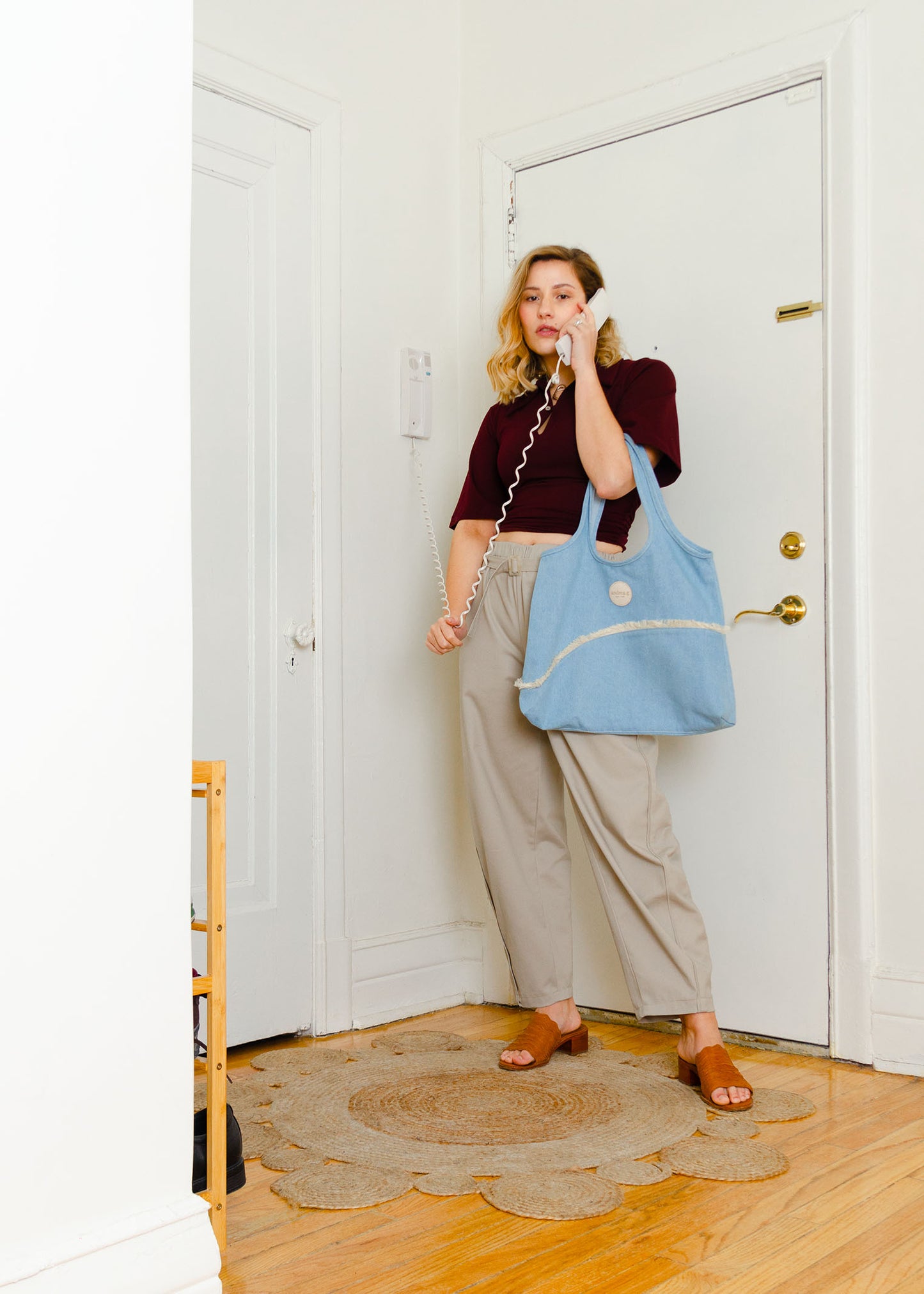 Ella Denim Tote Bag with Fringe Trim