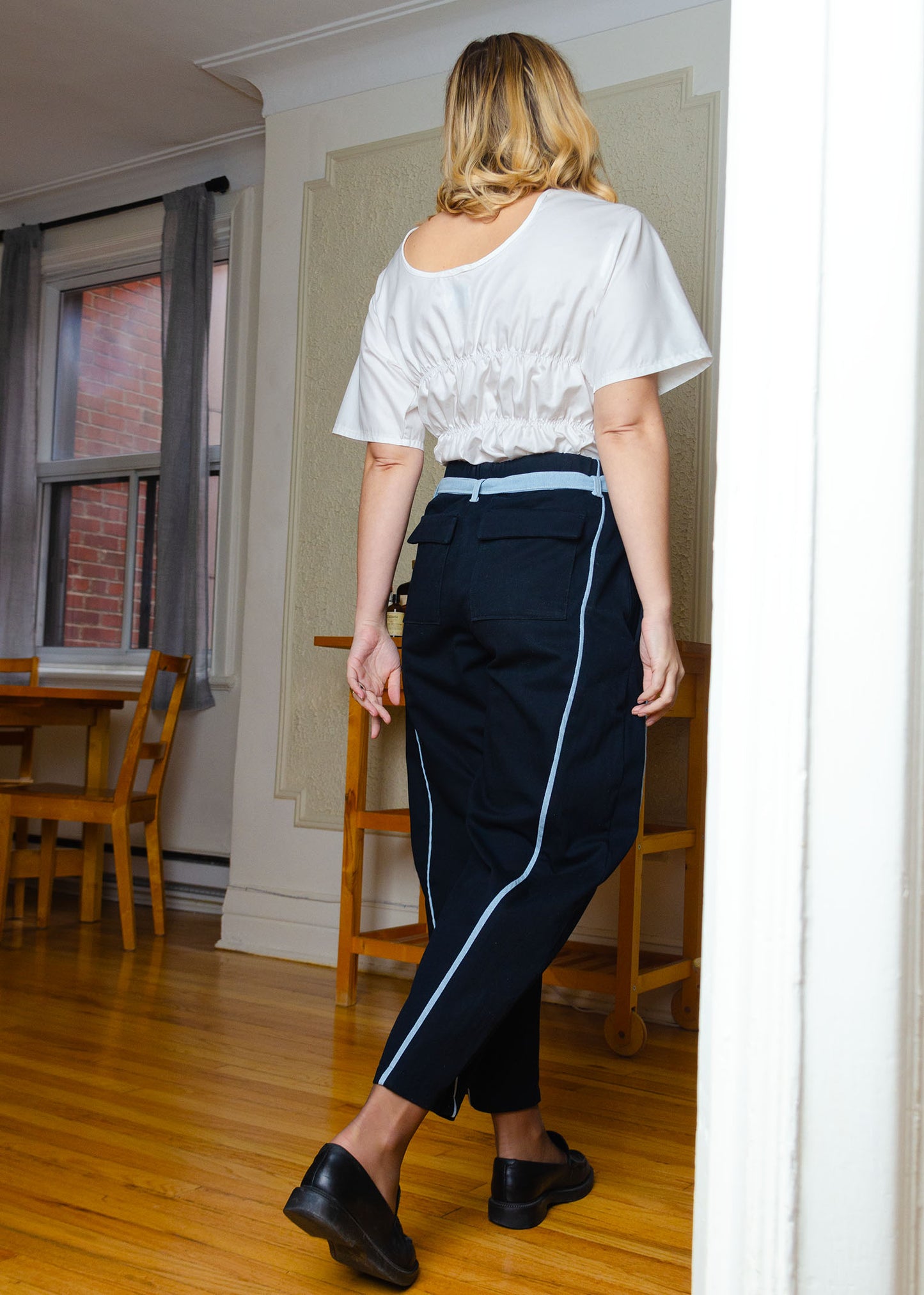 Amy Barrel Pants (Black + denim contrast)