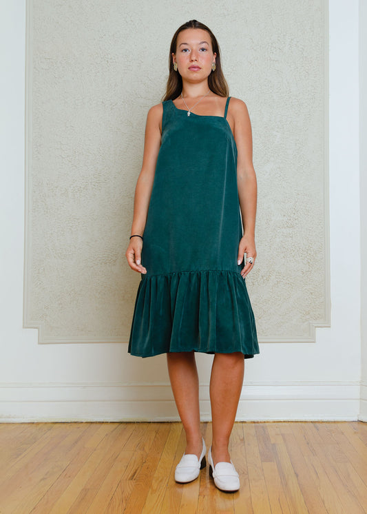 Sia A-Line Summer Dress (Forest Green Cupro)