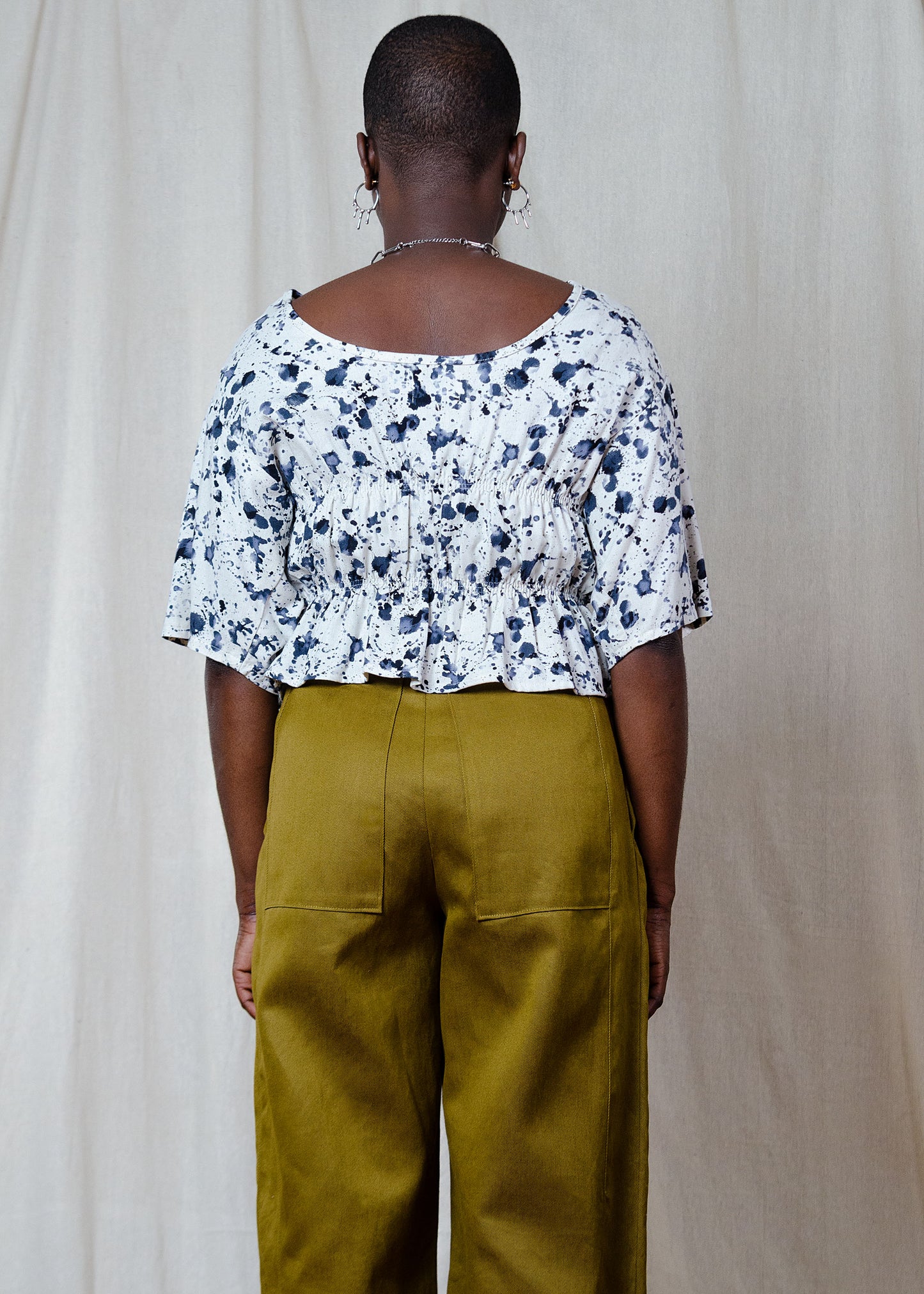 Frida Gathered Top (Linen Print)