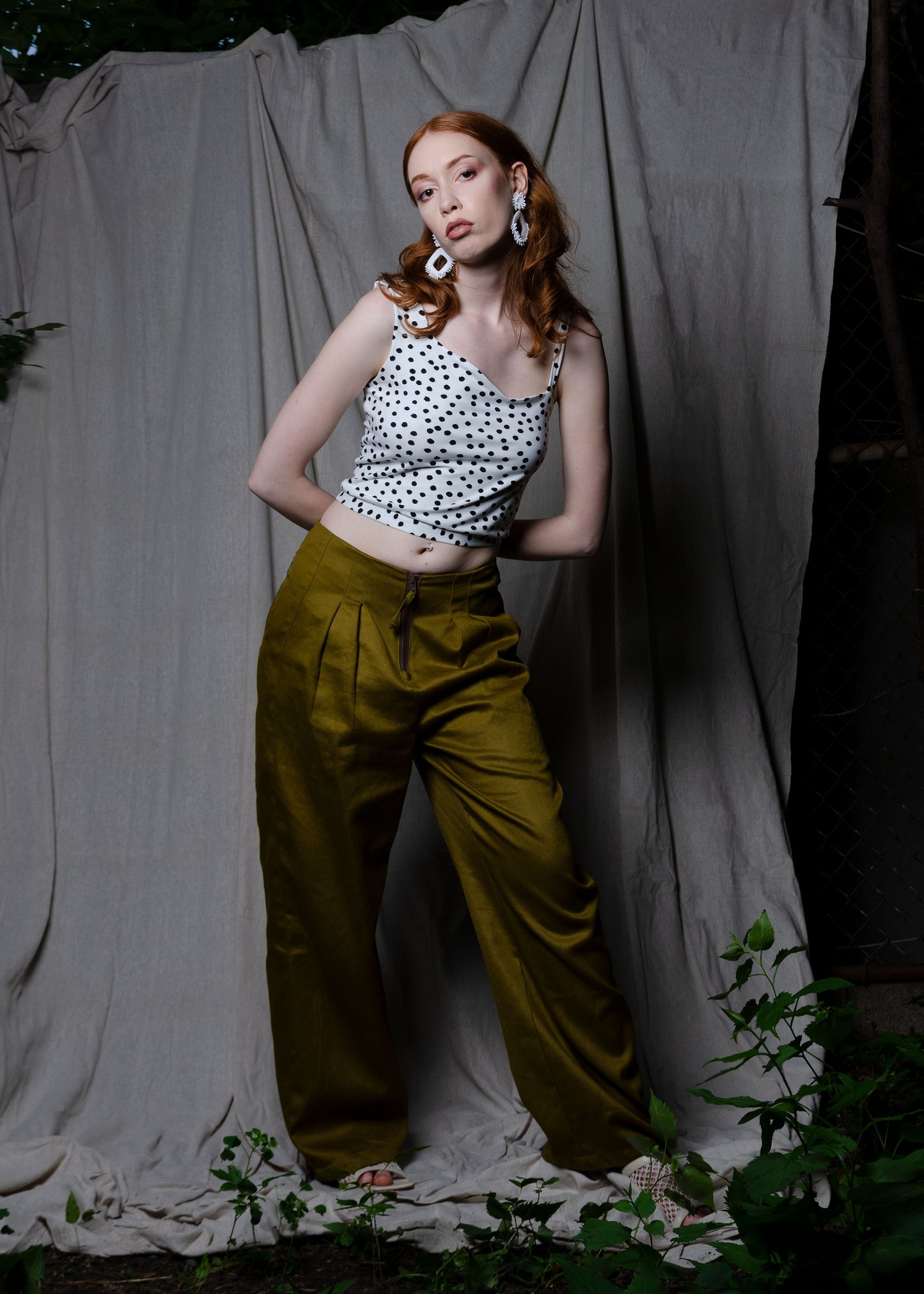 Esmee Cropped Tank Top (Abstract Dot Print)