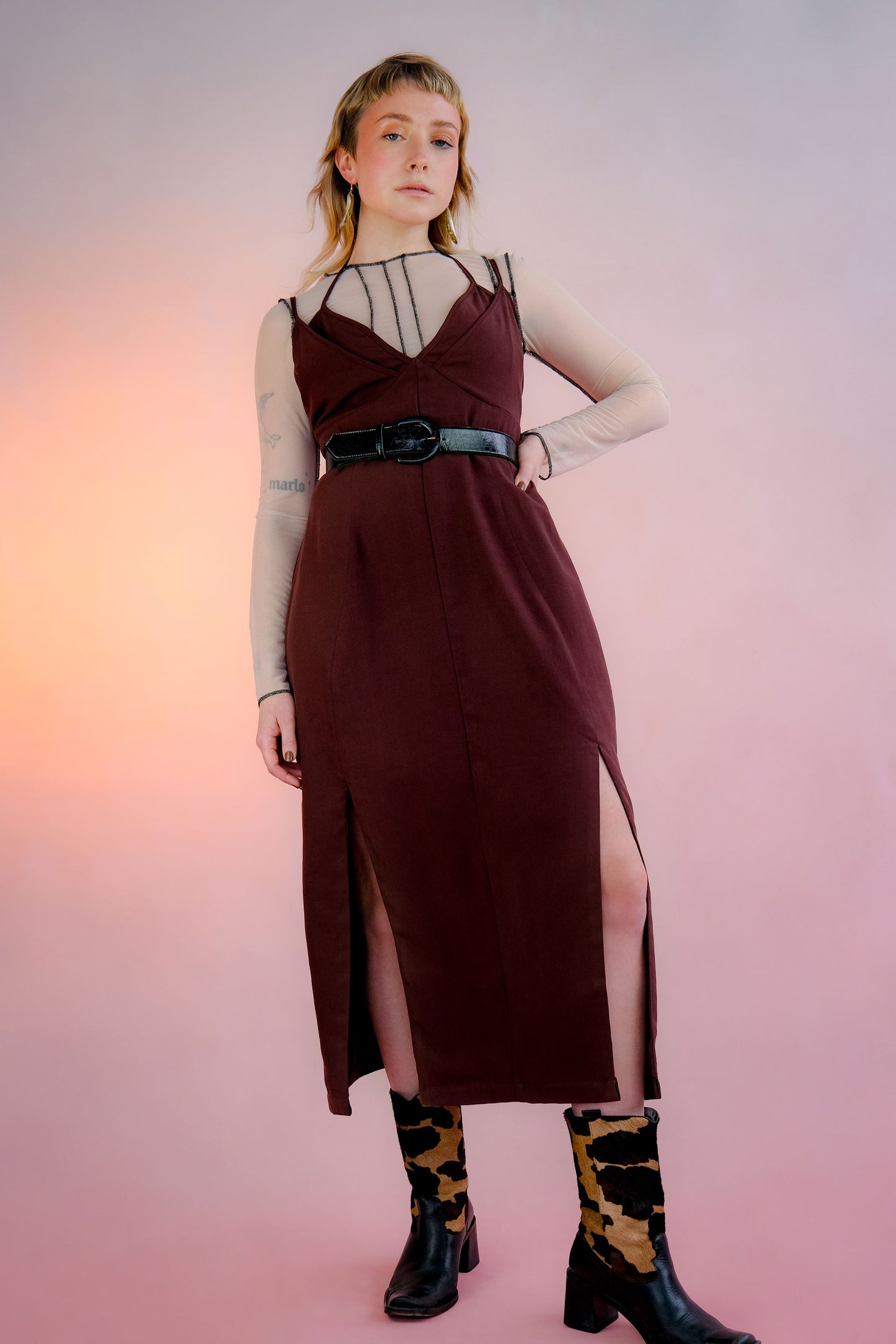 Sonia Midi Dress (in dark brown Tencel)