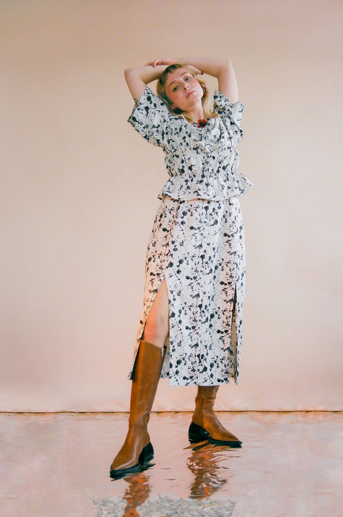 Frida Gathered Top (Linen Print)