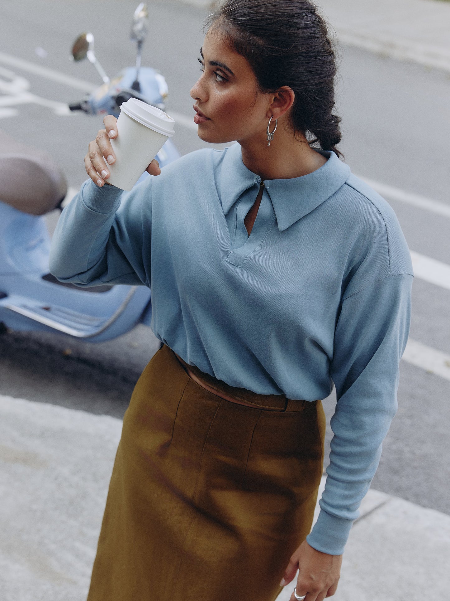 Alix Long Sleeve Knit Top (Dusty Blue)