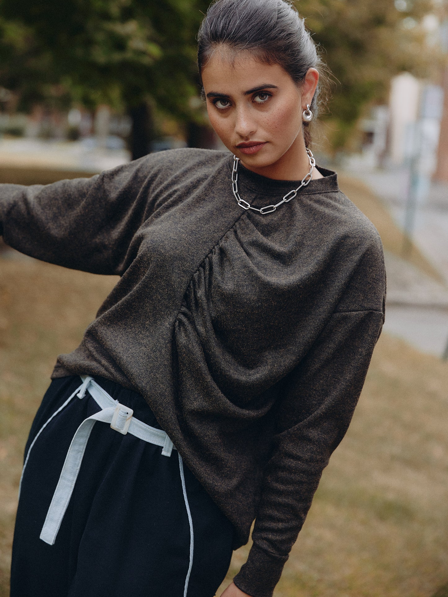 Astrid Long Sleeved Top (Heather Green)