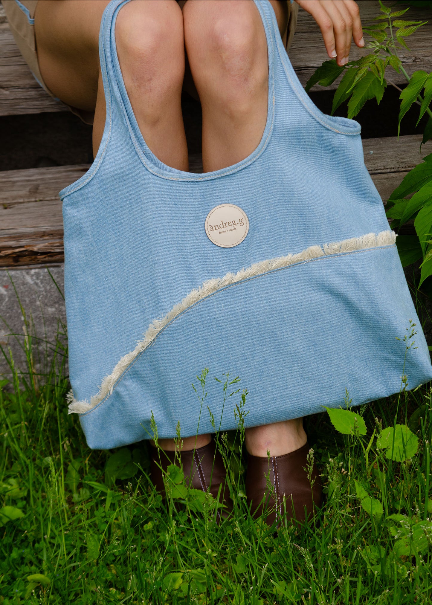 Ella Denim Tote Bag with Fringe Trim