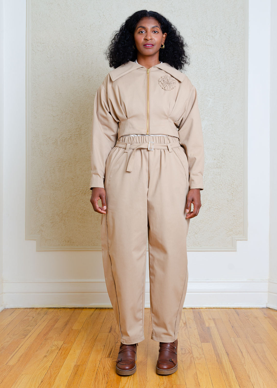 Amy Barrel Pants (Khaki Stretch Cotton)