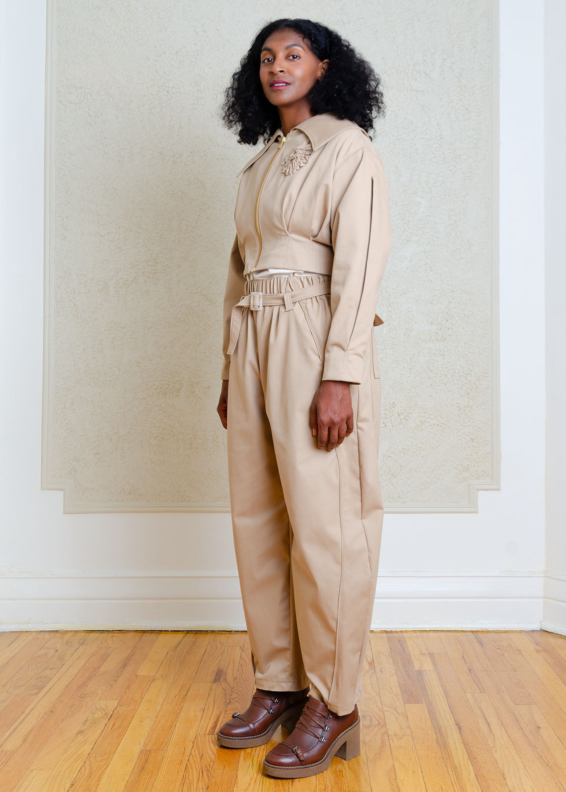 Amy Barrel Pants (Khaki Stretch Cotton)