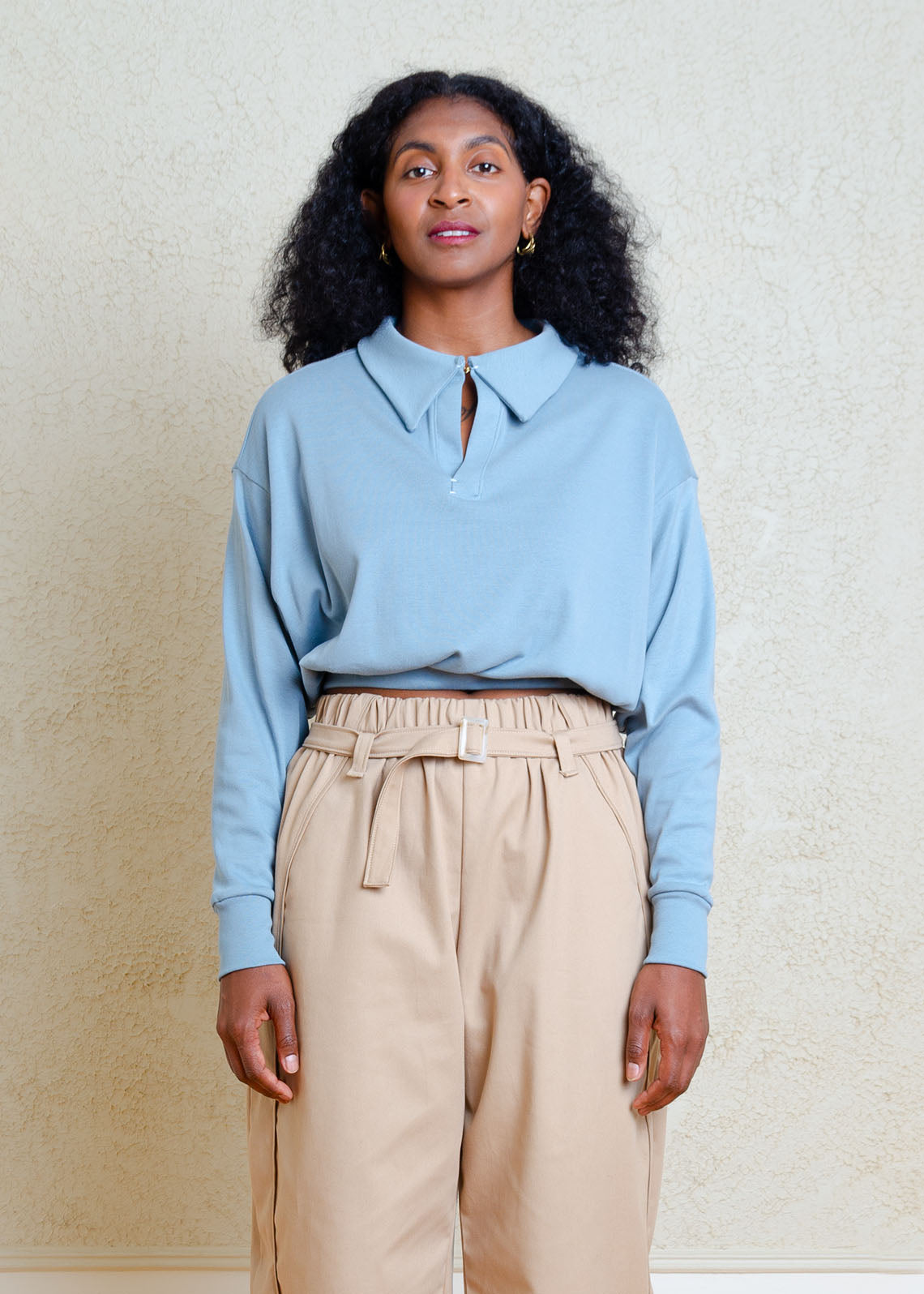 Alix Long Sleeve Knit Top (Dusty Blue)