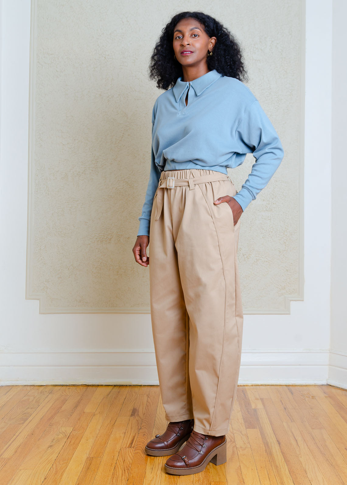 Alix Long Sleeve Knit Top (Dusty Blue)