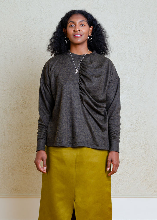 Astrid Long Sleeved Top (Heather Green)