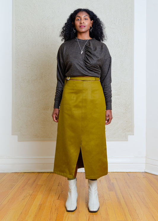 Carmine Broken Waistband Skirt (Khaki Green)