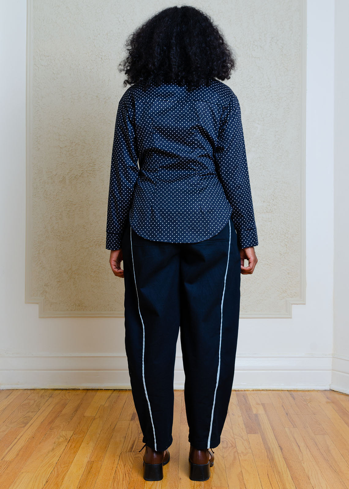 Amaya Asymmetrical Shirt (Black Print)