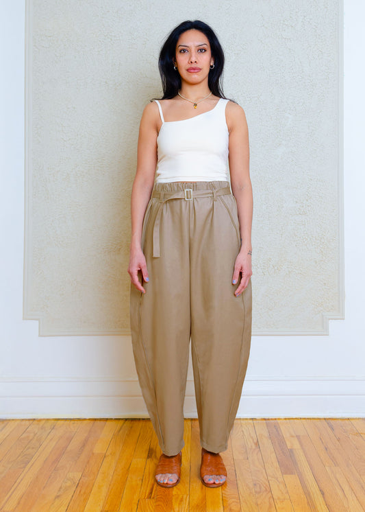 Amy Barrel Pants (Khaki Stretch Cotton)