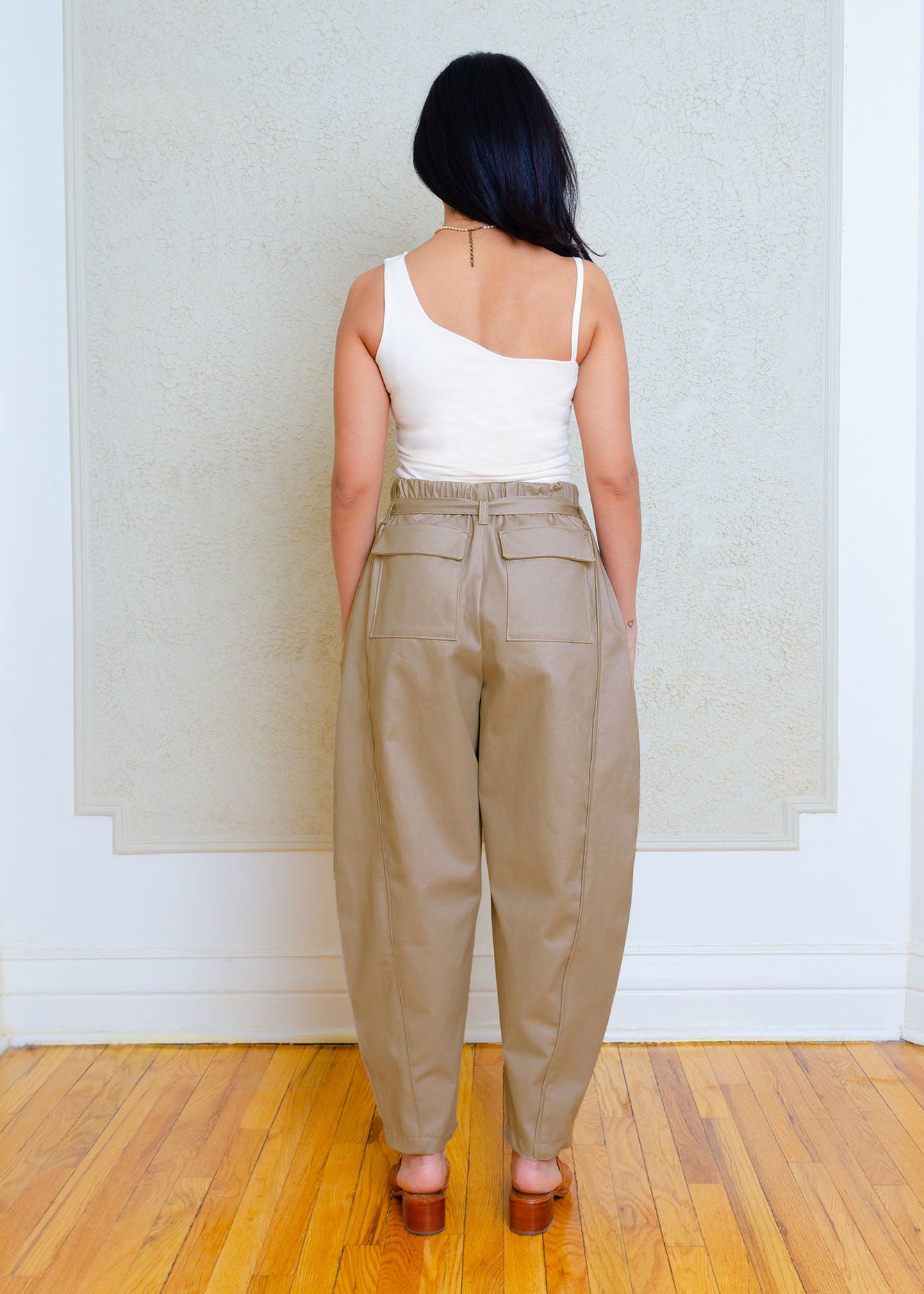 Amy Barrel Pants (Khaki Stretch Cotton)