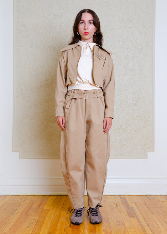 Amy Barrel Pants (Khaki Stretch Cotton)