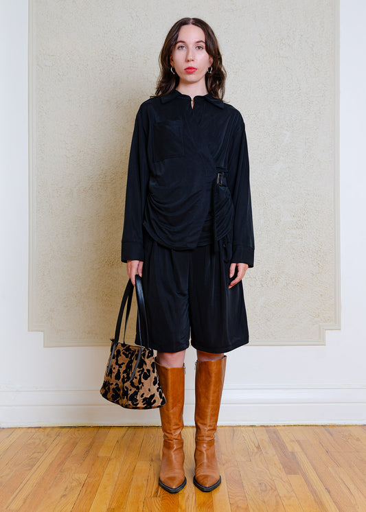 Amaya Asymmetrical Shirt (Black Cupro)