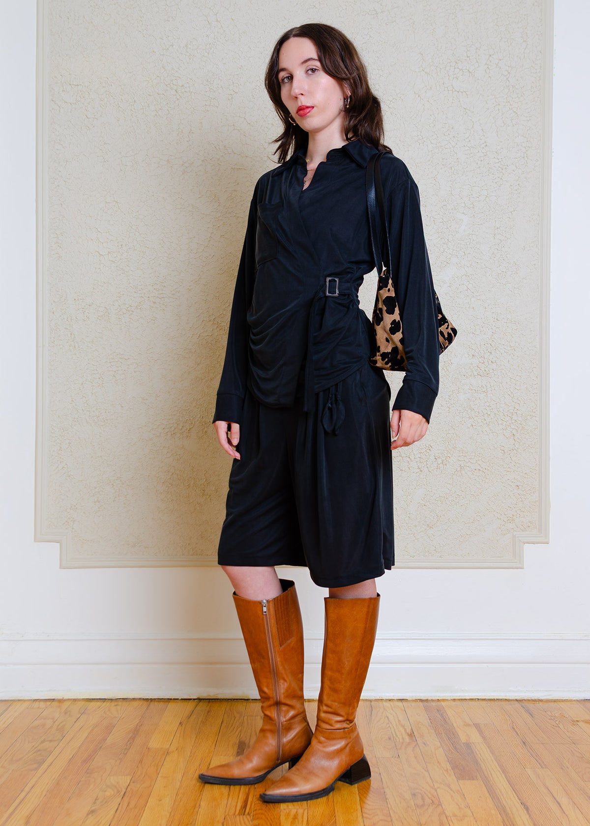 Amaya Asymmetrical Shirt (Black Cupro)