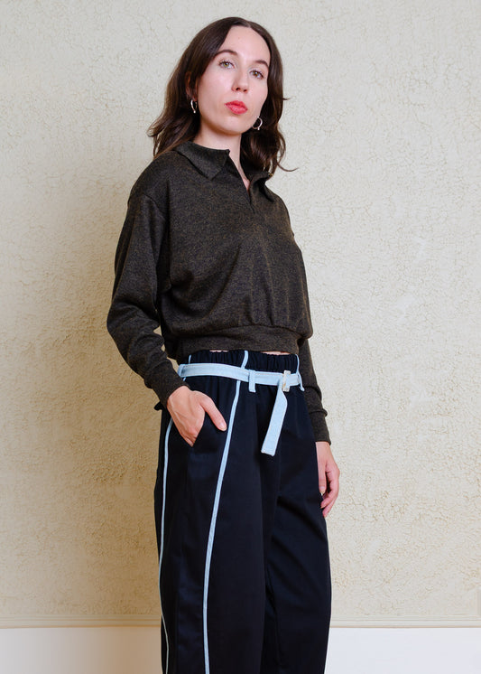 Alix Long Sleeve Knit Top (Green Heather)