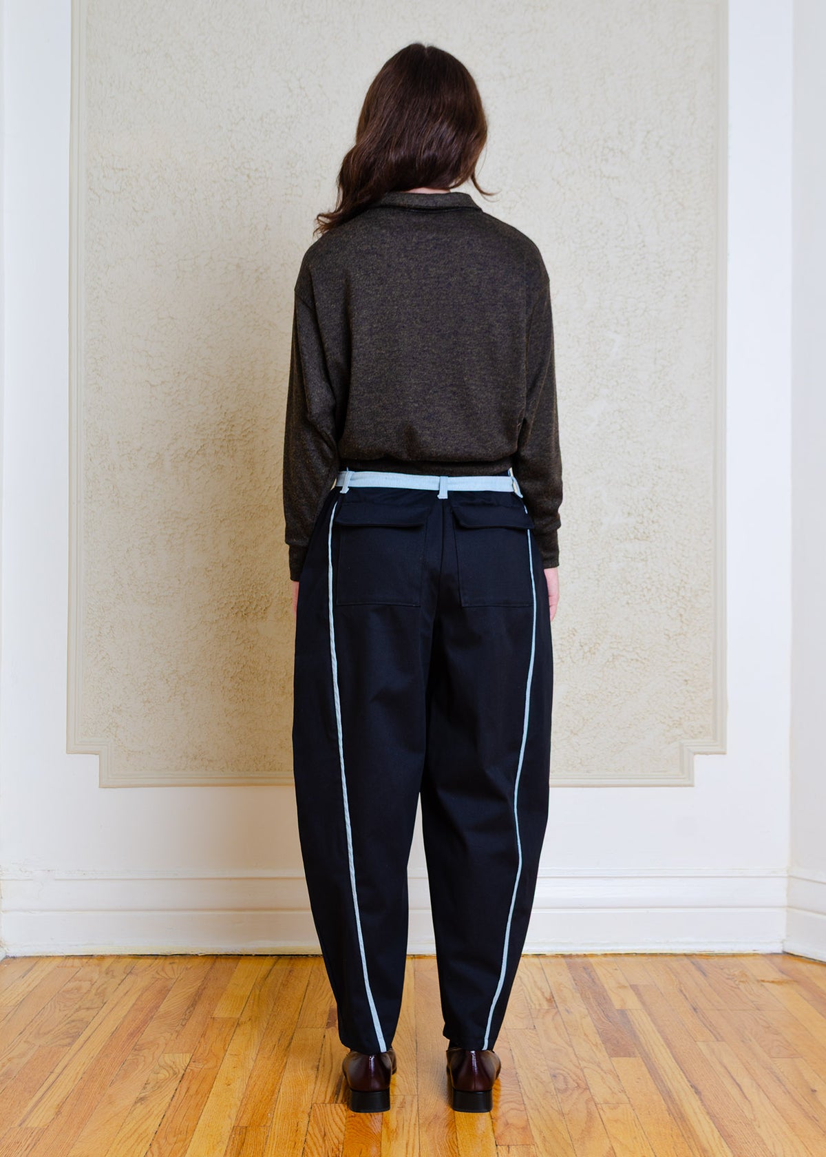 Amy Barrel Pants (Black + denim contrast)