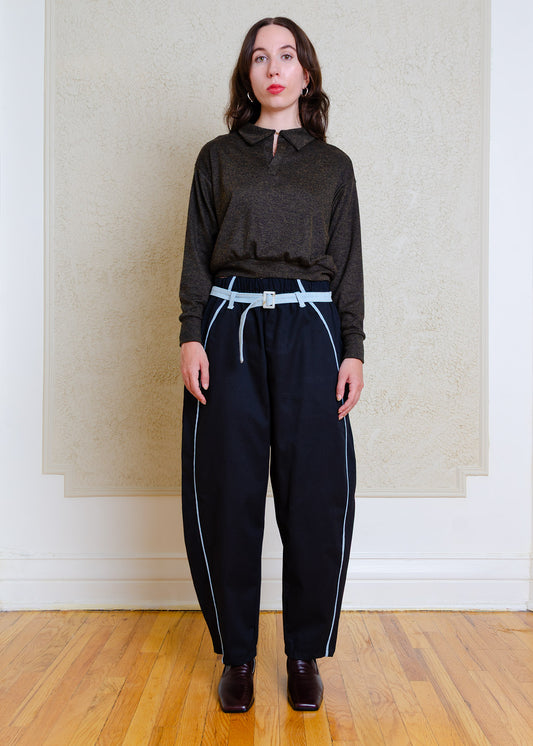 Amy Barrel Pants (Black + denim contrast)