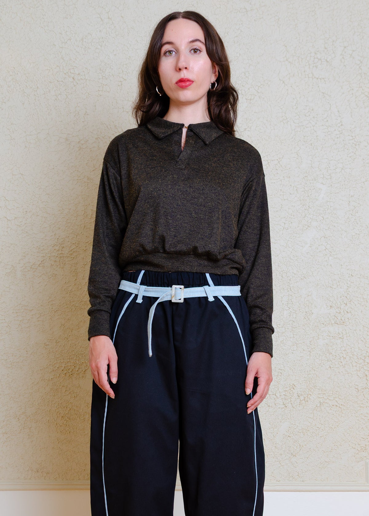 Alix Long Sleeve Knit Top (Green Heather)