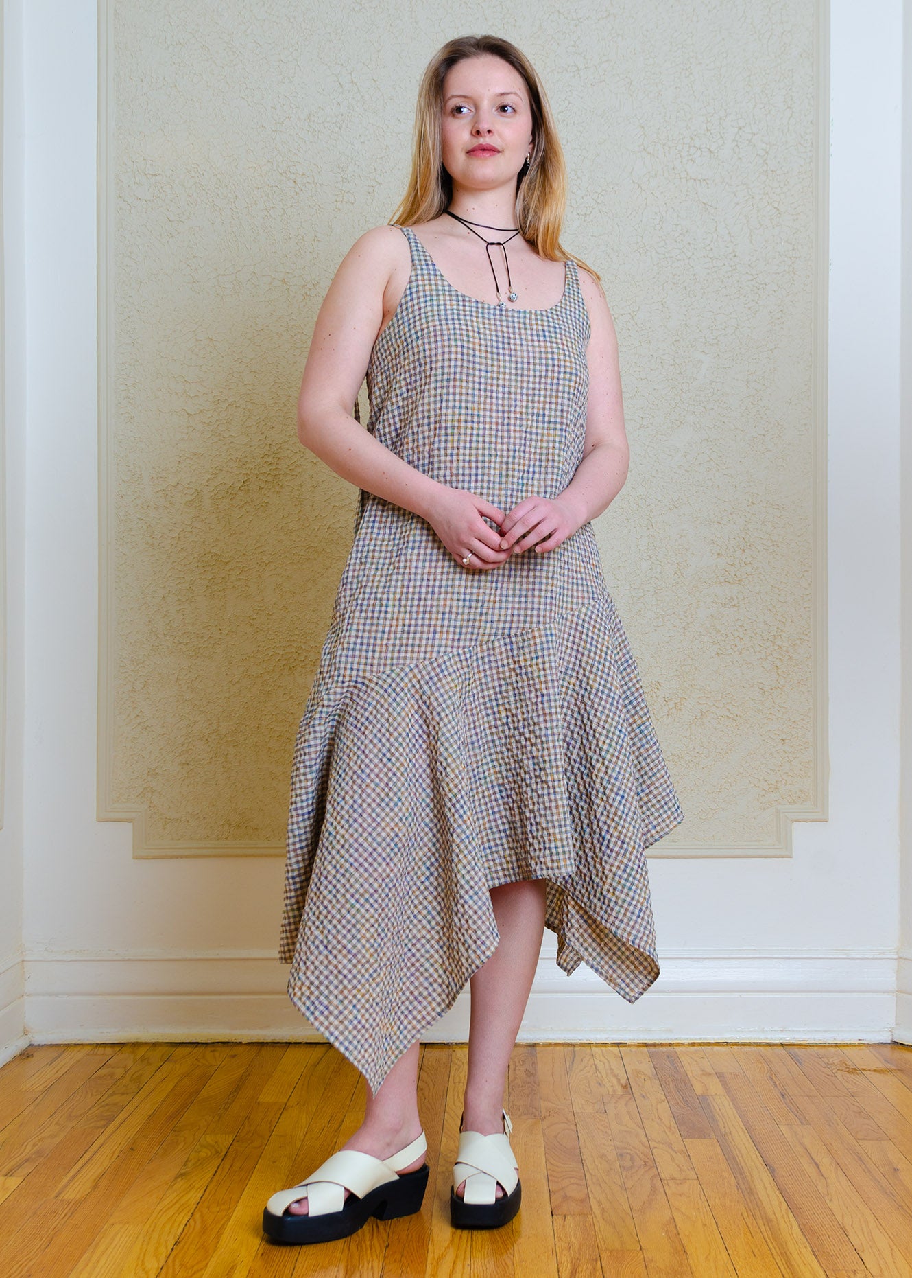Gabriela Midi Dress (Seersucker Gingham)
