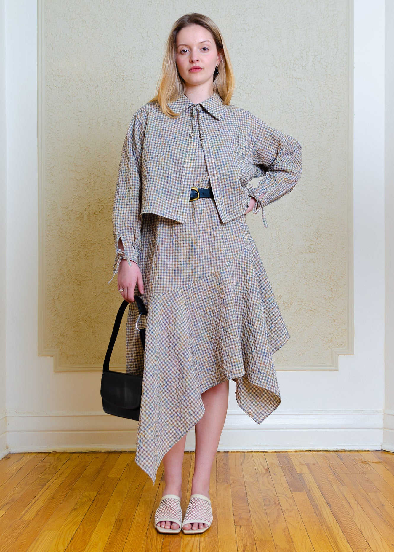 Gabriela Midi Dress (Seersucker Gingham)