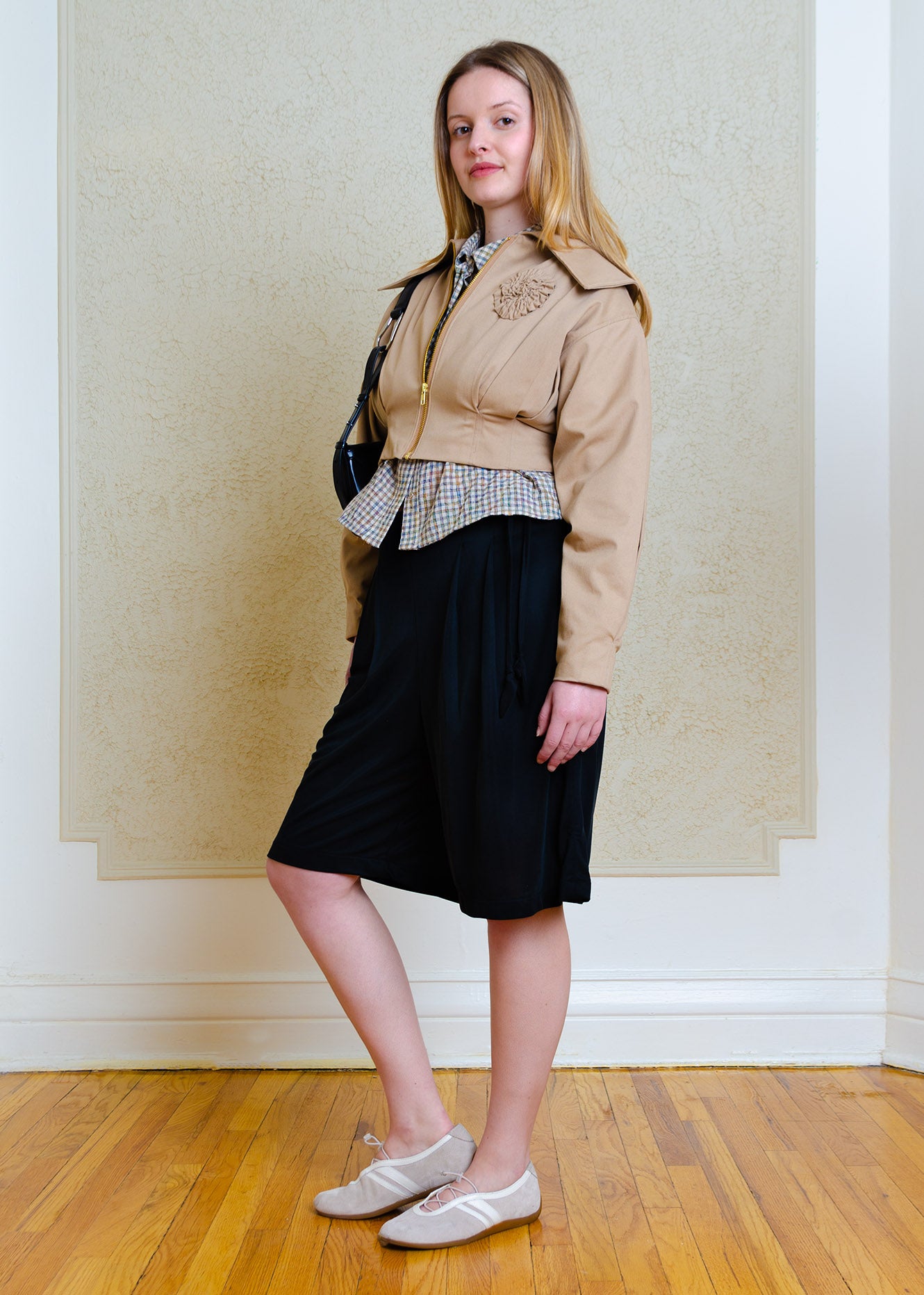 Emilie Cropped Jacket (Khaki Cotton)