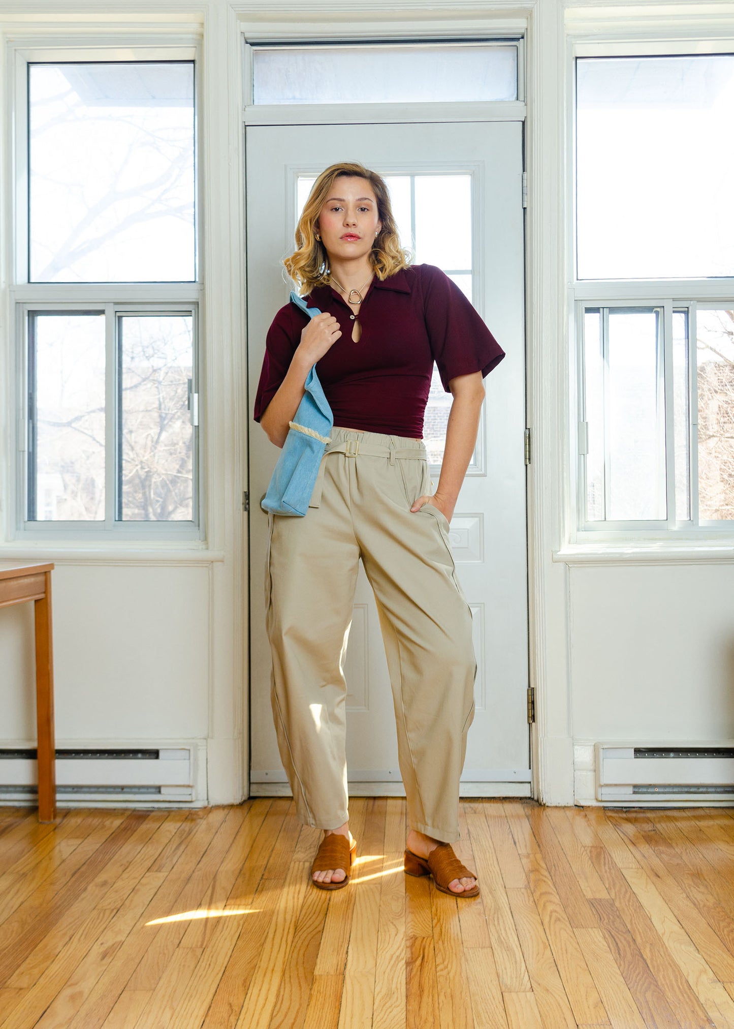 Amy Barrel Pants (Khaki Stretch Cotton)