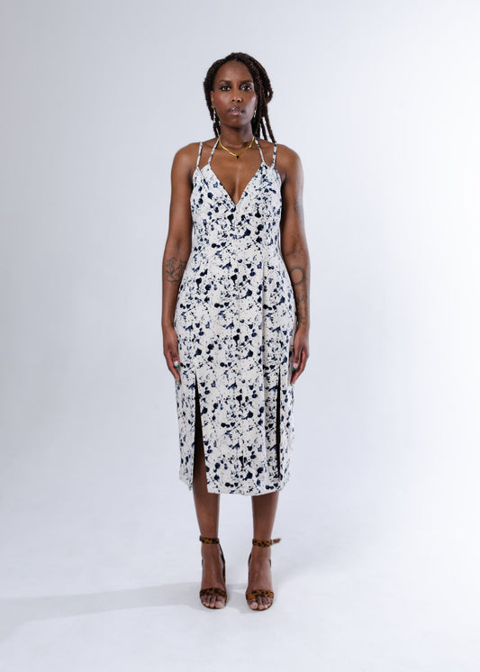 Sonia Printed Midi dress (in Linen)