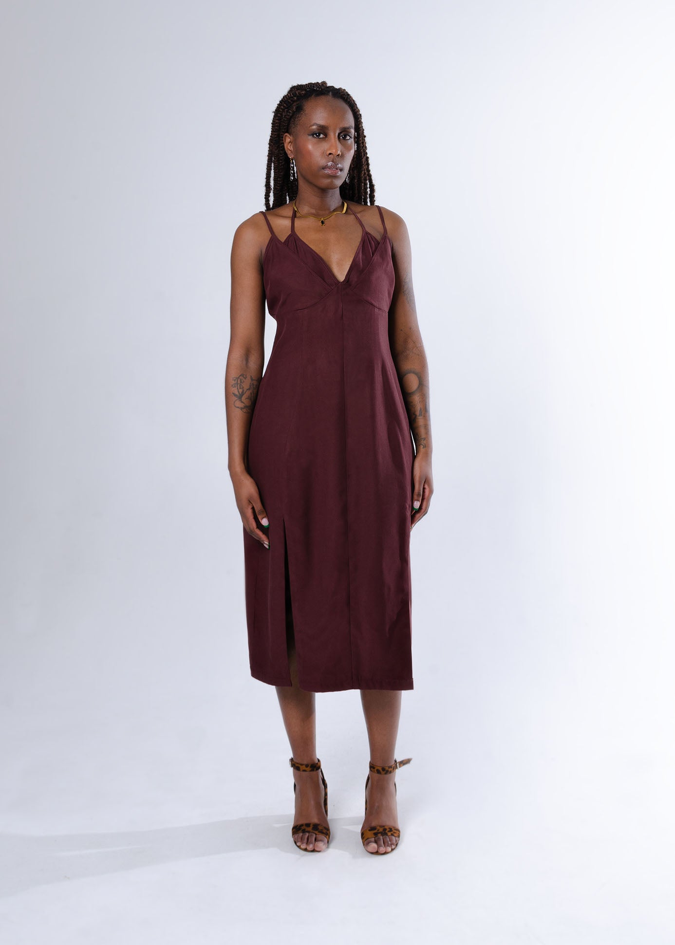 Sonia Midi Dress (in dark brown Tencel)