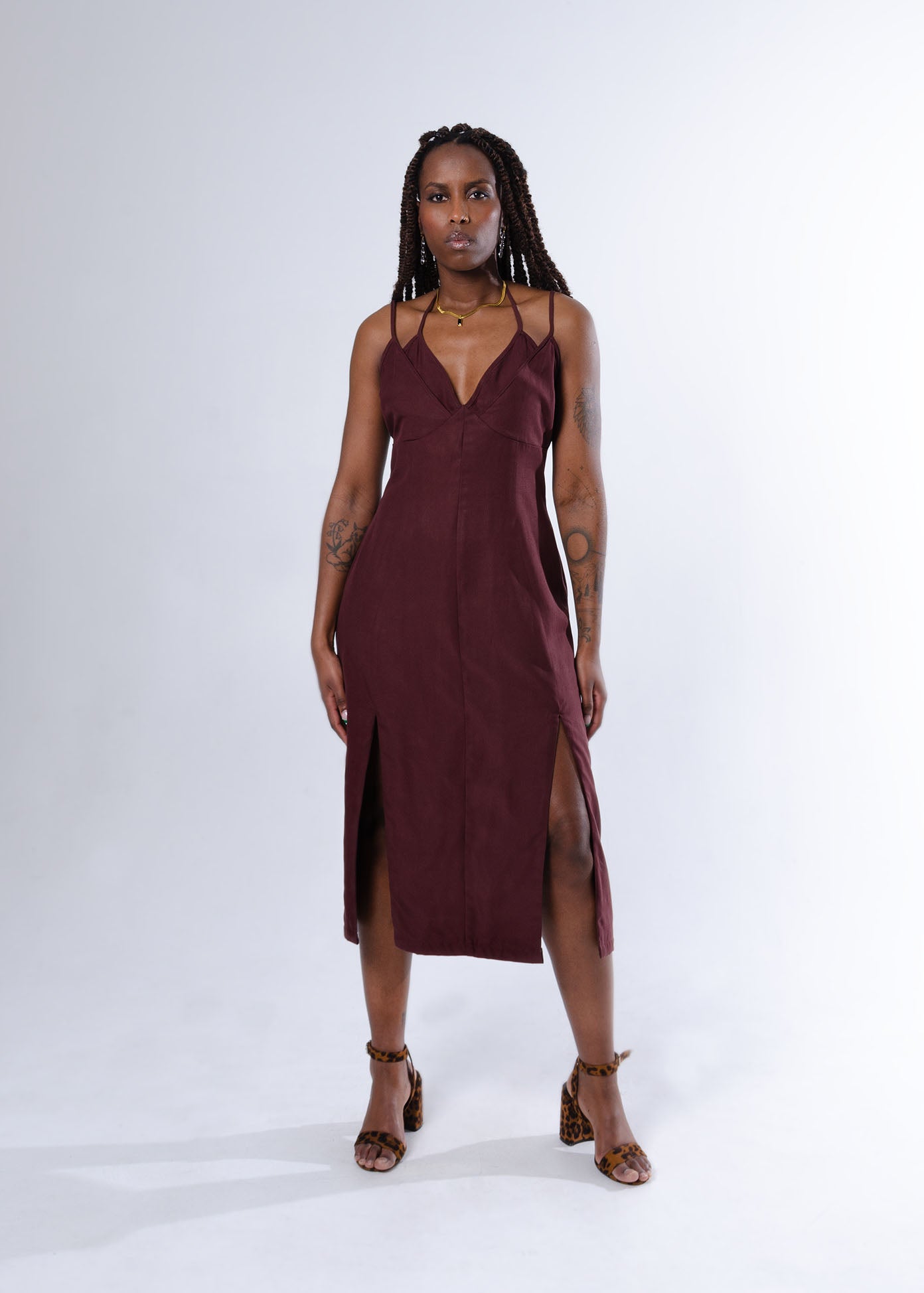 Sonia Midi Dress (in dark brown Tencel)